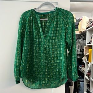 Jcrew green/gold sheer blouse - size 2